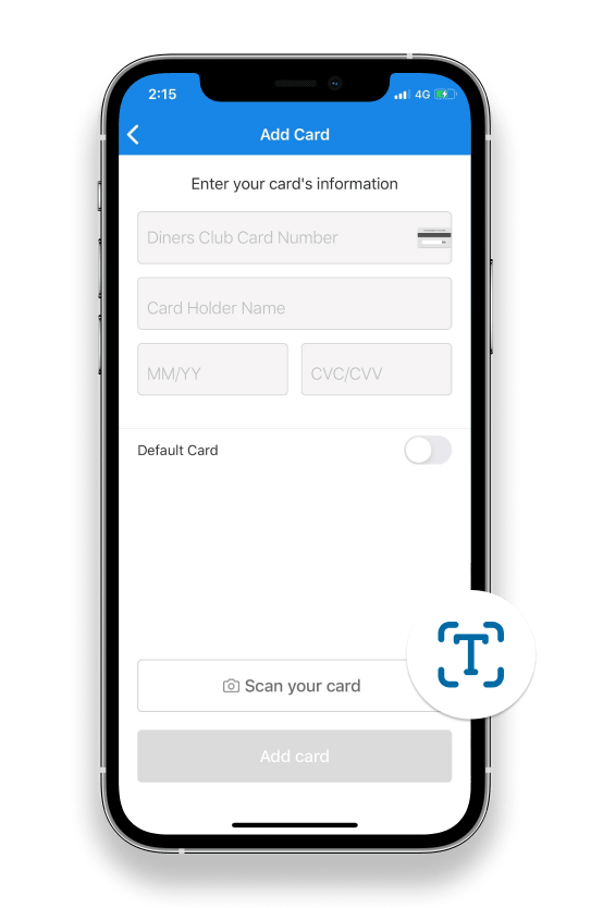 enter card information